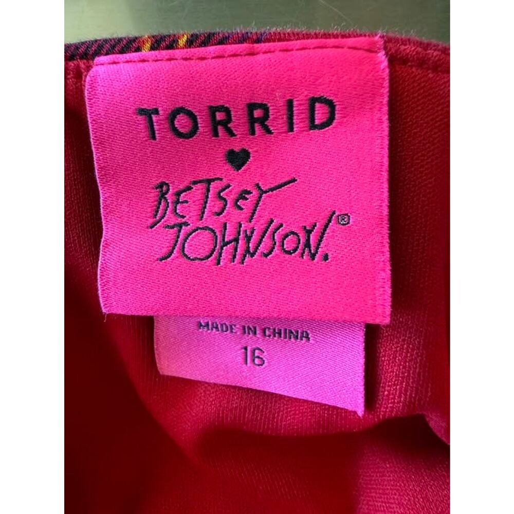 Torrid 16 Betsey Johnson Red Tartan Plaid Punk Gothic Rockabilly Ponte Dress - Picture 2 of 7